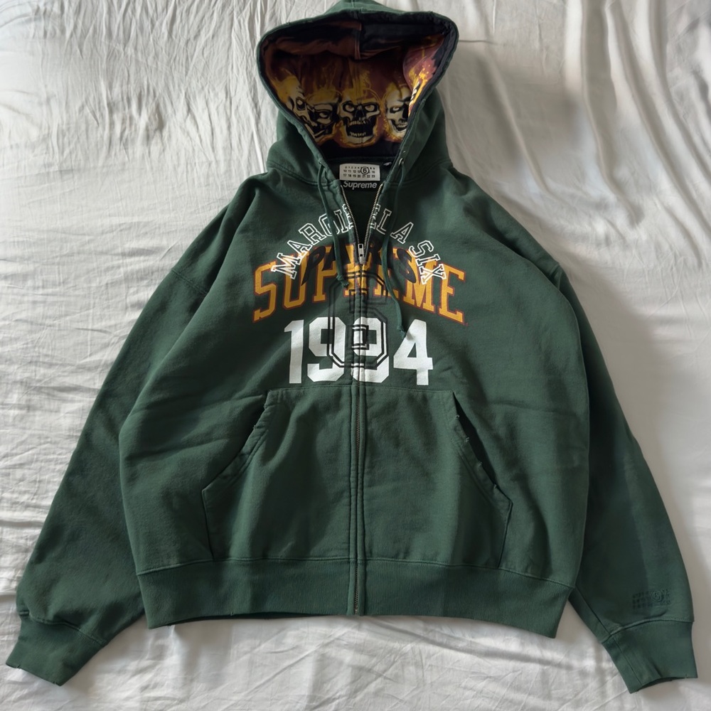 Supreme X Maison Margiela MM6 Zip Up Hoodie Skull Green